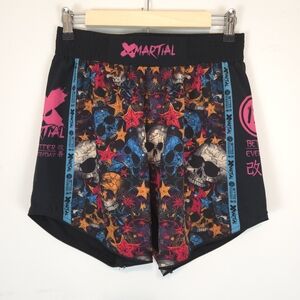 XMartial Men's Deadly Hug 2.0 Hybrid BJJ Shorts MMA Training Skulls Stars